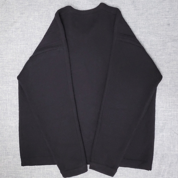 VTG 90s Wool V-Neck Sweater Fargo Clothing Black (w/2 Tan Stripes) Size XL - Picture 4 of 7